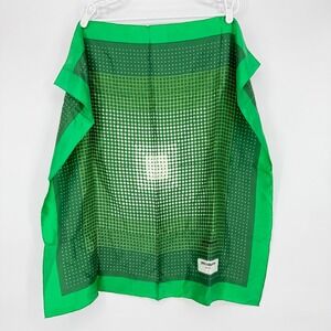 Paco Rabanne Paris Green Silk Scarf 29.25 x 30 Inches Geometric Dot Print